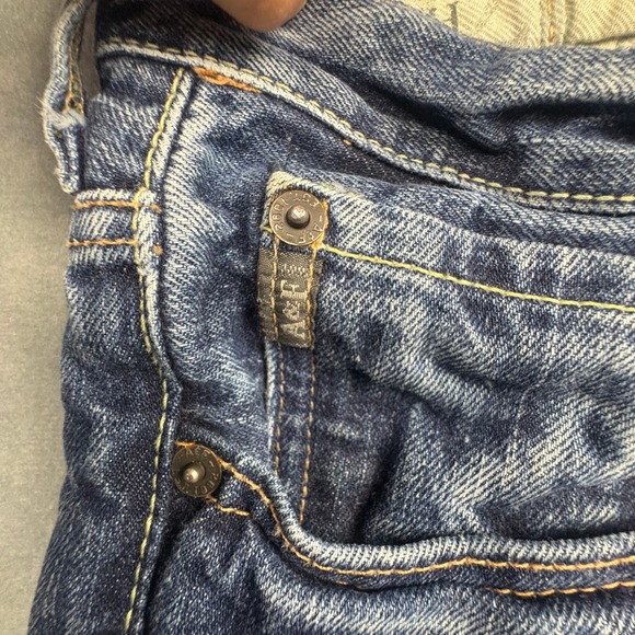 Abercrombie & Fitch Baxter Low Rise Slim Boot Jeans Mens 34x32 Blue Button Fly - Picture 13 of 16